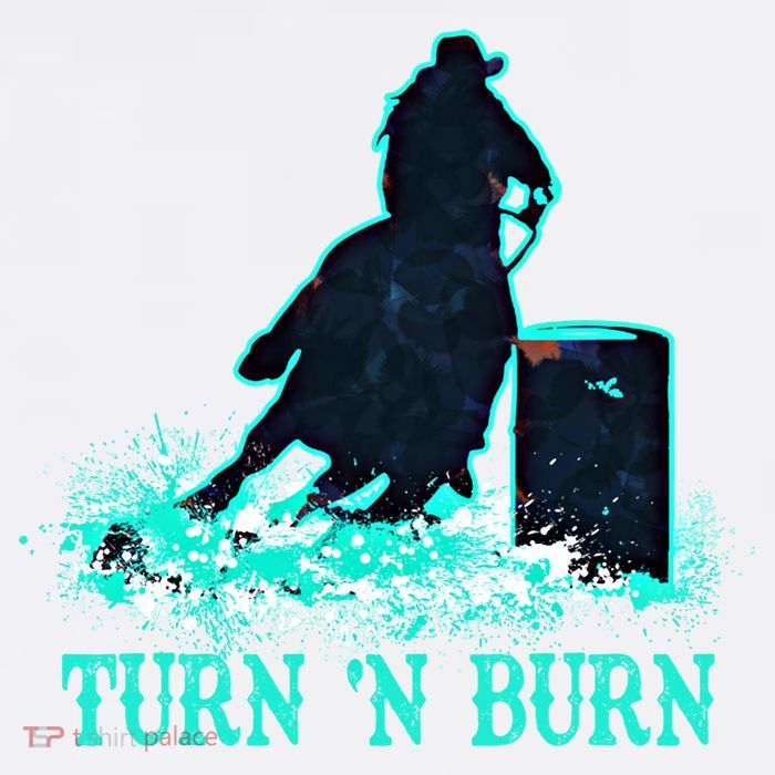 Barrel Racer Barrel Racing Horse Turn And Burn Teal Blue Cute Gift Tall T-Shirt