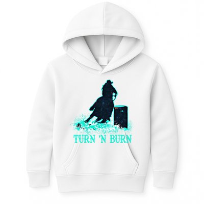 Barrel Racer Barrel Racing Horse Turn And Burn Teal Blue Cute Gift Kids Hoodie
