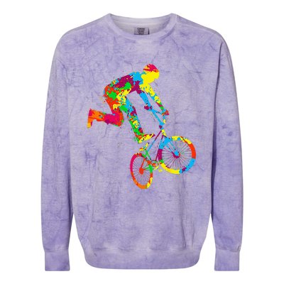 BMX Rider Bike Bicycle Stunt Racing Kids Colorblast Crewneck Sweatshirt