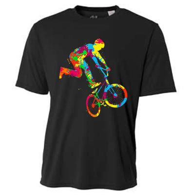 BMX Rider Bike Bicycle Stunt Racing Kids Cooling Performance Crew T-Shirt