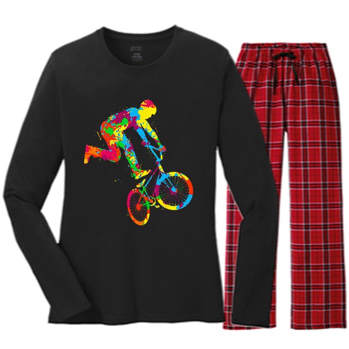 BMX Rider Bike Bicycle Stunt Racing Kids Women's Long Sleeve Flannel Pajama Set 