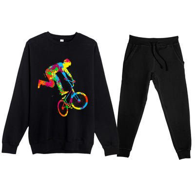 BMX Rider Bike Bicycle Stunt Racing Kids Premium Crewneck Sweatsuit Set