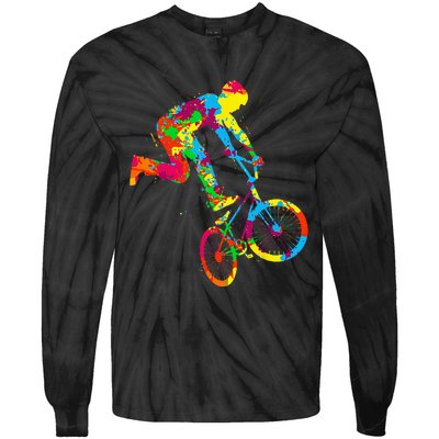 BMX Rider Bike Bicycle Stunt Racing Kids Tie-Dye Long Sleeve Shirt