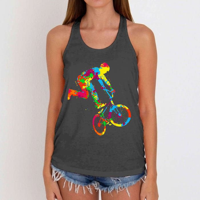 BMX Rider Bike Bicycle Stunt Racing Kids Women's Knotted Racerback Tank