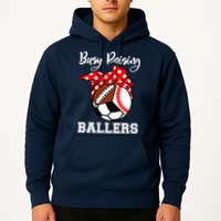 Busy Raising Ballers Funny Baseball Football Soccer Mom Hoodie