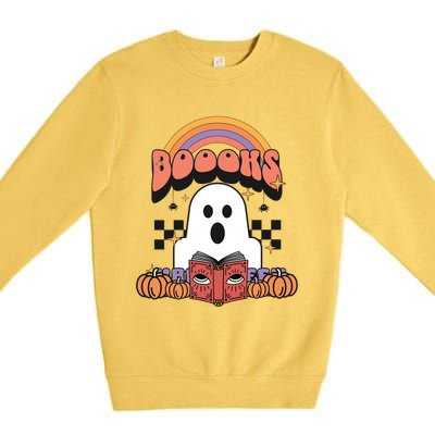 Booooks Reading Books Sarcastic Halloween Costume Boo Read Gift Premium Crewneck Sweatshirt