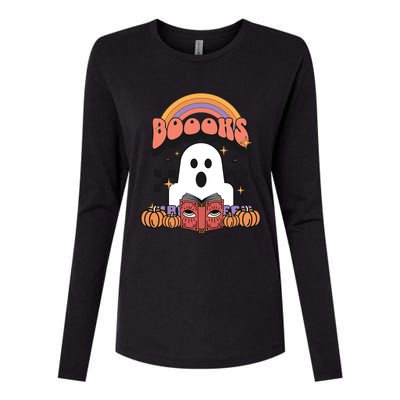 Booooks Reading Books Sarcastic Halloween Costume Boo Read Gift Womens Cotton Relaxed Long Sleeve T-Shirt