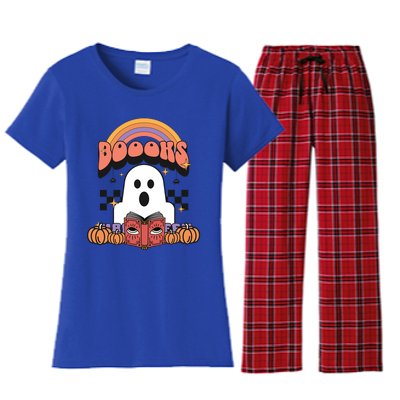 Booooks Reading Books Sarcastic Halloween Costume Boo Read Gift Women's Flannel Pajama Set