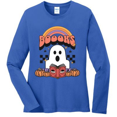 Booooks Reading Books Sarcastic Halloween Costume Boo Read Gift Ladies Long Sleeve Shirt