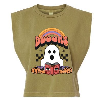 Booooks Reading Books Sarcastic Halloween Costume Boo Read Gift Garment-Dyed Women's Muscle Tee