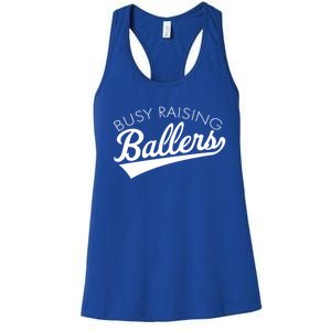 Busy Raising Ballers Baseball Mom And Parent Sports Great Gift Women's Racerback Tank