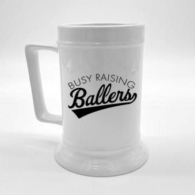 Busy Raising Ballers Baseball Mom And Parent Sports Great Gift Beer Stein