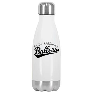 Busy Raising Ballers Baseball Mom And Parent Sports Great Gift Stainless Steel Insulated Water Bottle