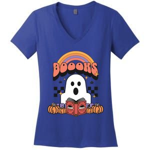 Booooks Reading Books Sarcastic Halloween Costume Boo Read Cool Gift Women's V-Neck T-Shirt