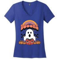 Booooks Reading Books Sarcastic Halloween Costume Boo Read Cool Gift Women's V-Neck T-Shirt