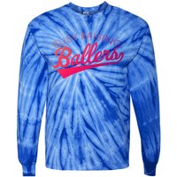 Busy Raising Ballers Baseball Mom And Parent Sports Great Gift Tie-Dye Long Sleeve Shirt