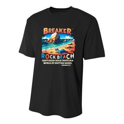 Breaker Rock Beach Christian GodS Rocksolid Truth Vbs 2024 Youth Performance Sprint T-Shirt