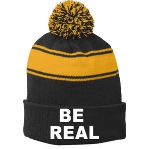 Be Real Stripe Pom Pom Beanie