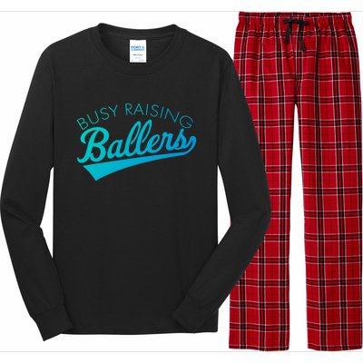 Busy Raising Ballers Baseball Mom And Parent Sports Great Gift Long Sleeve Pajama Set