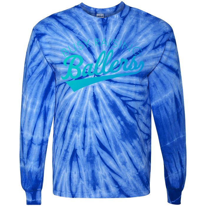 Busy Raising Ballers Baseball Mom And Parent Sports Great Gift Tie-Dye Long Sleeve Shirt