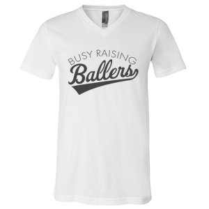 Busy Raising Ballers Baseball Mom & Parent Sports V-Neck T-Shirt