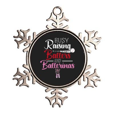 Busy Raising Ballers And Ballerinas Supporter Mom Gift Metallic Star Ornament