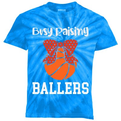 Busy Raising Ballers Basketball Mom Gift Kids Tie-Dye T-Shirt