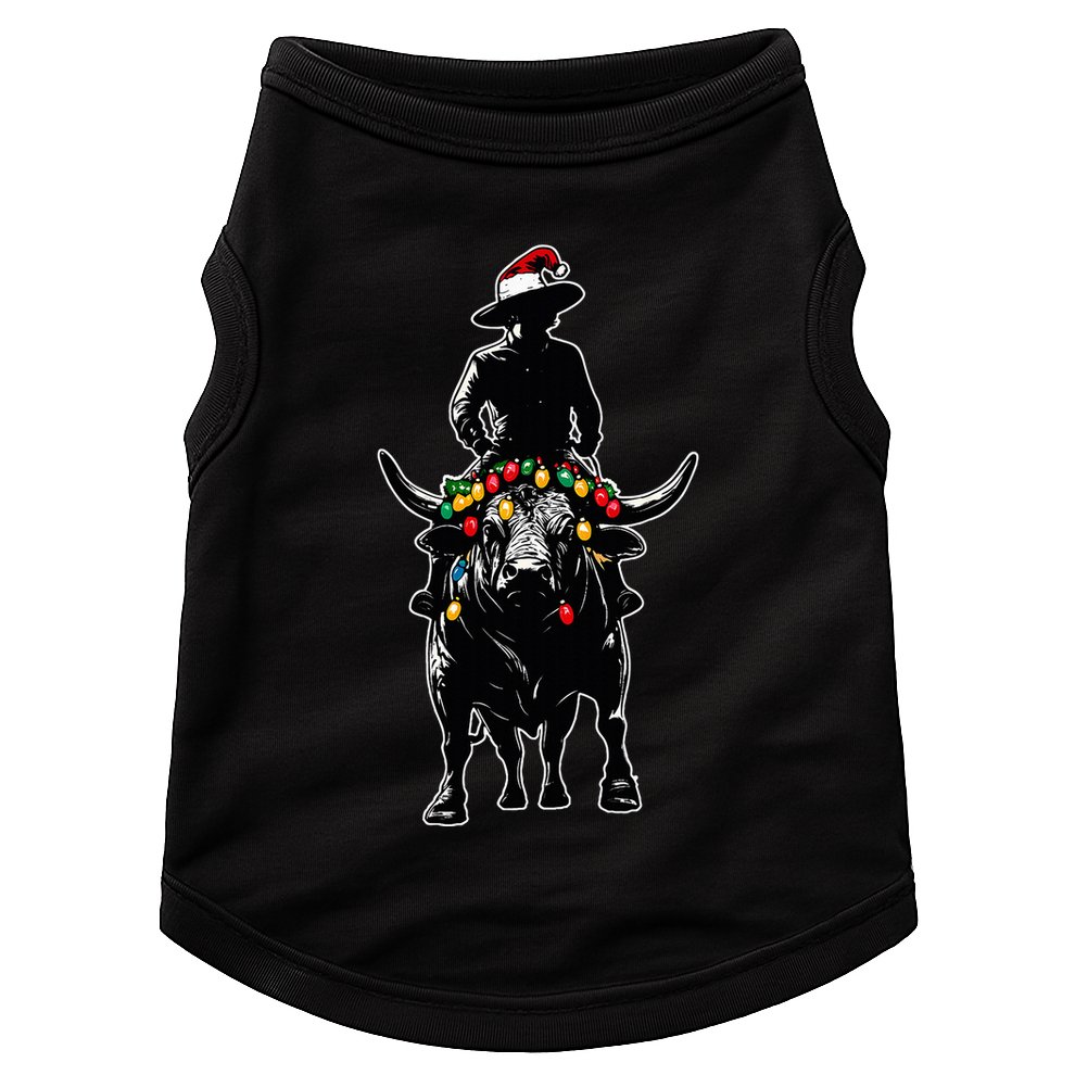 Bull Rider Bull Riding Christmas Hat Xmas Doggie Tank