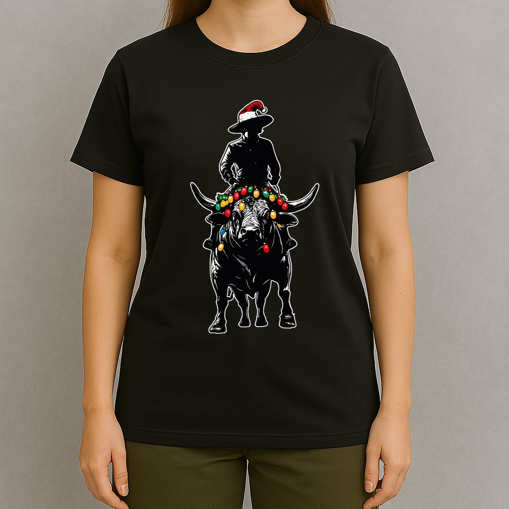 Bull Rider Bull Riding Christmas Hat Xmas T-Shirt