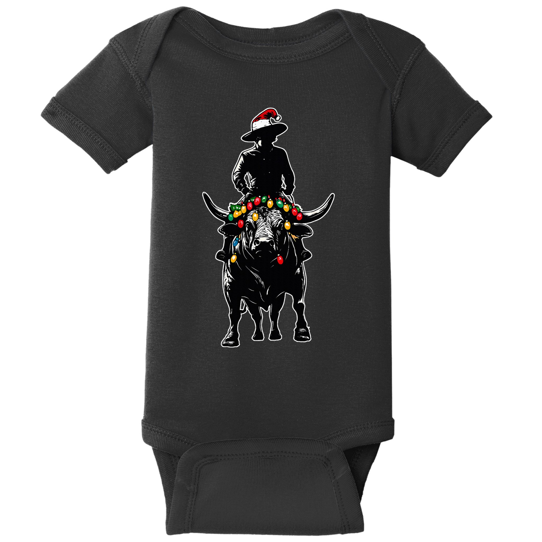 Bull Rider Bull Riding Christmas Hat Xmas Baby Bodysuit