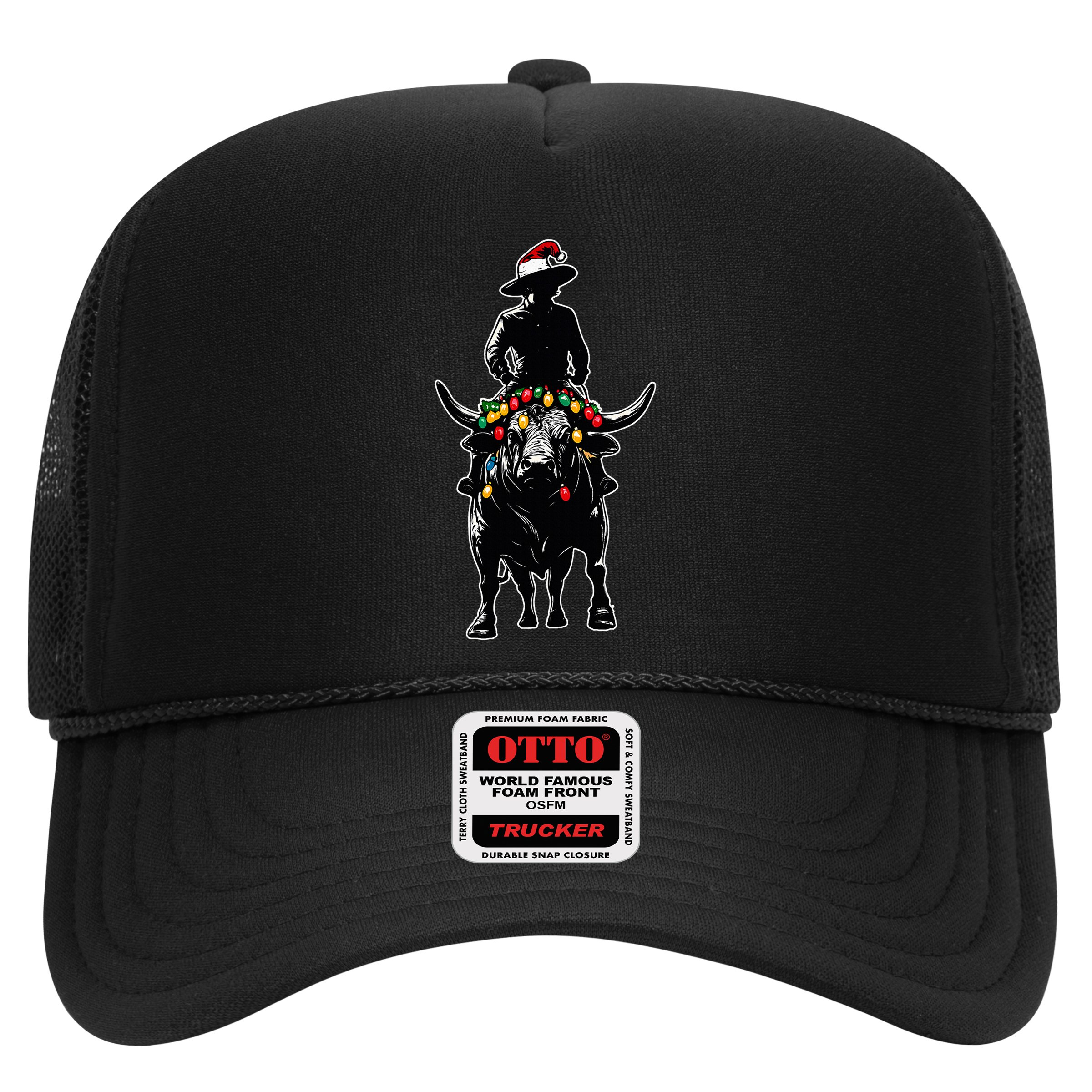 Bull Rider Bull Riding Christmas Hat Xmas Trucker Hat