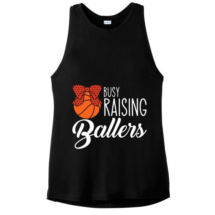 Busy Raising Ballers Basketball Mom Gift Ladies PosiCharge Tri-Blend Wicking Tank