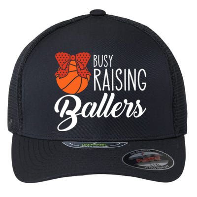 Busy Raising Ballers Basketball Mom Gift Flexfit Unipanel Trucker Cap