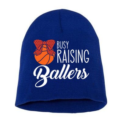 Busy Raising Ballers Basketball Mom Gift Short Acrylic Beanie