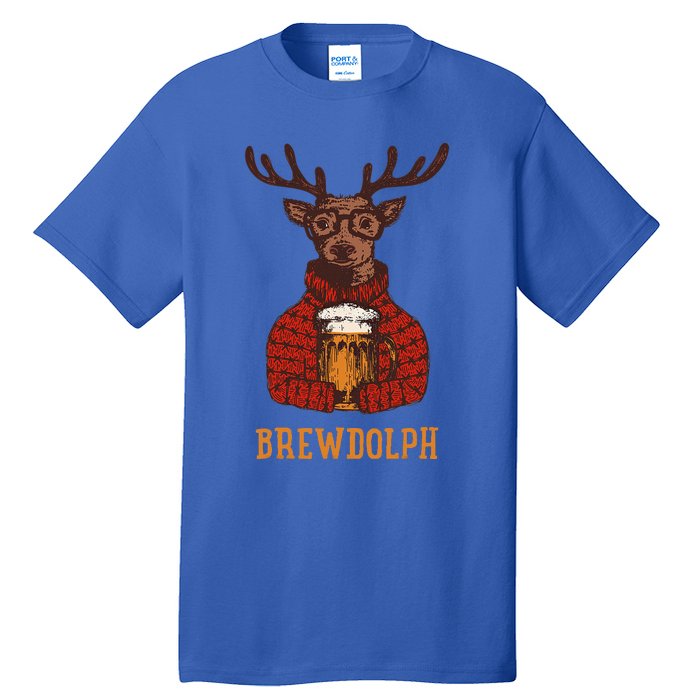 Brewdolph Reindeer Beer Lovers Funny Christmas Tall T-Shirt