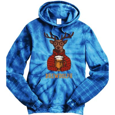 Brewdolph Reindeer Beer Lovers Funny Christmas Tie Dye Hoodie