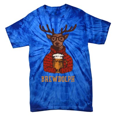 Brewdolph Reindeer Beer Lovers Funny Christmas Tie-Dye T-Shirt