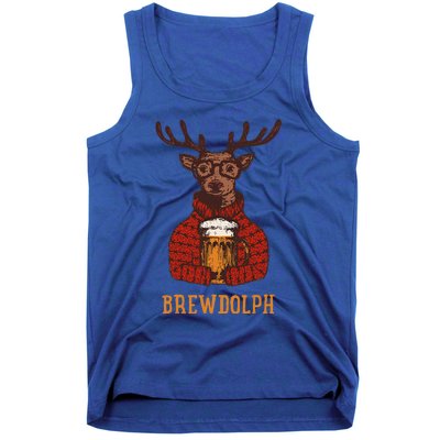 Brewdolph Reindeer Beer Lovers Funny Christmas Tank Top