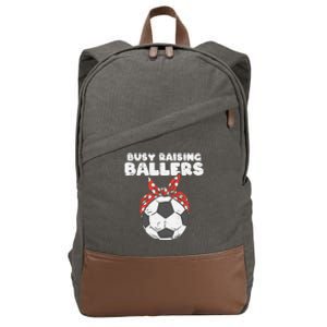 Busy Raising Ballers Soccer Polka Bandana Mom Football Wo Cotton Canvas Backpack