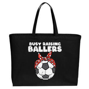 Busy Raising Ballers Soccer Polka Bandana Mom Football Wo Cotton Canvas Jumbo Tote