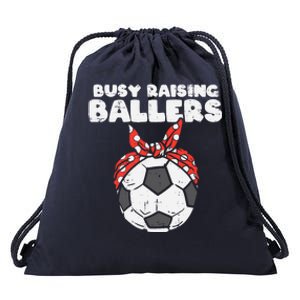 Busy Raising Ballers Soccer Polka Bandana Mom Football Wo Drawstring Bag