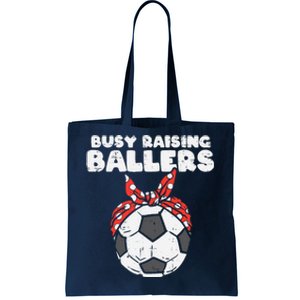 Busy Raising Ballers Soccer Polka Bandana Mom Football Wo Tote Bag