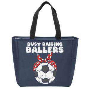 Busy Raising Ballers Soccer Polka Bandana Mom Football Wo Zip Tote Bag