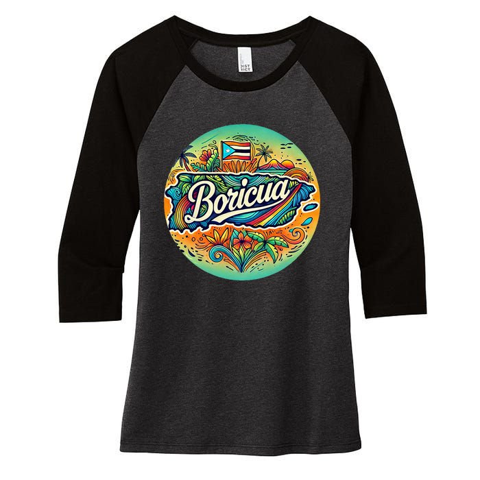 Boricua Roots Women's Tri-Blend 3/4-Sleeve Raglan Shirt