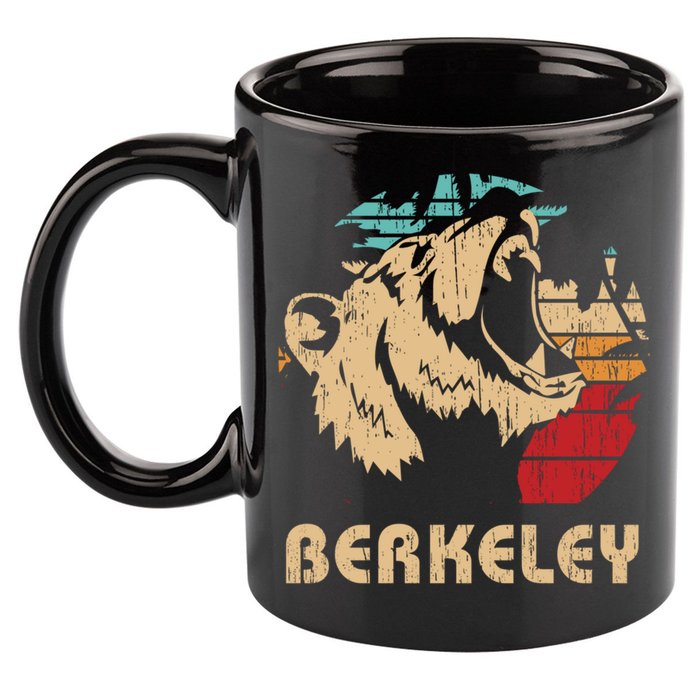 Berkeley Retro Bear Roaring Design Cute Gift Berkeley California Gift 11oz C Handle Ceramic Mug