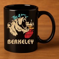 Berkeley Retro Bear Roaring Design Cute Gift Berkeley California Gift 11oz C Handle Ceramic Mug