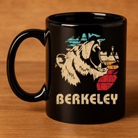 Berkeley Retro Bear Roaring Design Cute Gift Berkeley California Gift 11oz C Handle Ceramic Mug