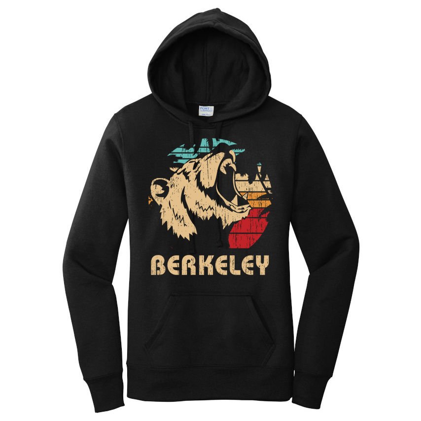 Berkeley Retro Bear Roaring Design Cute Gift Berkeley California Gift Women's Pullover Hoodie