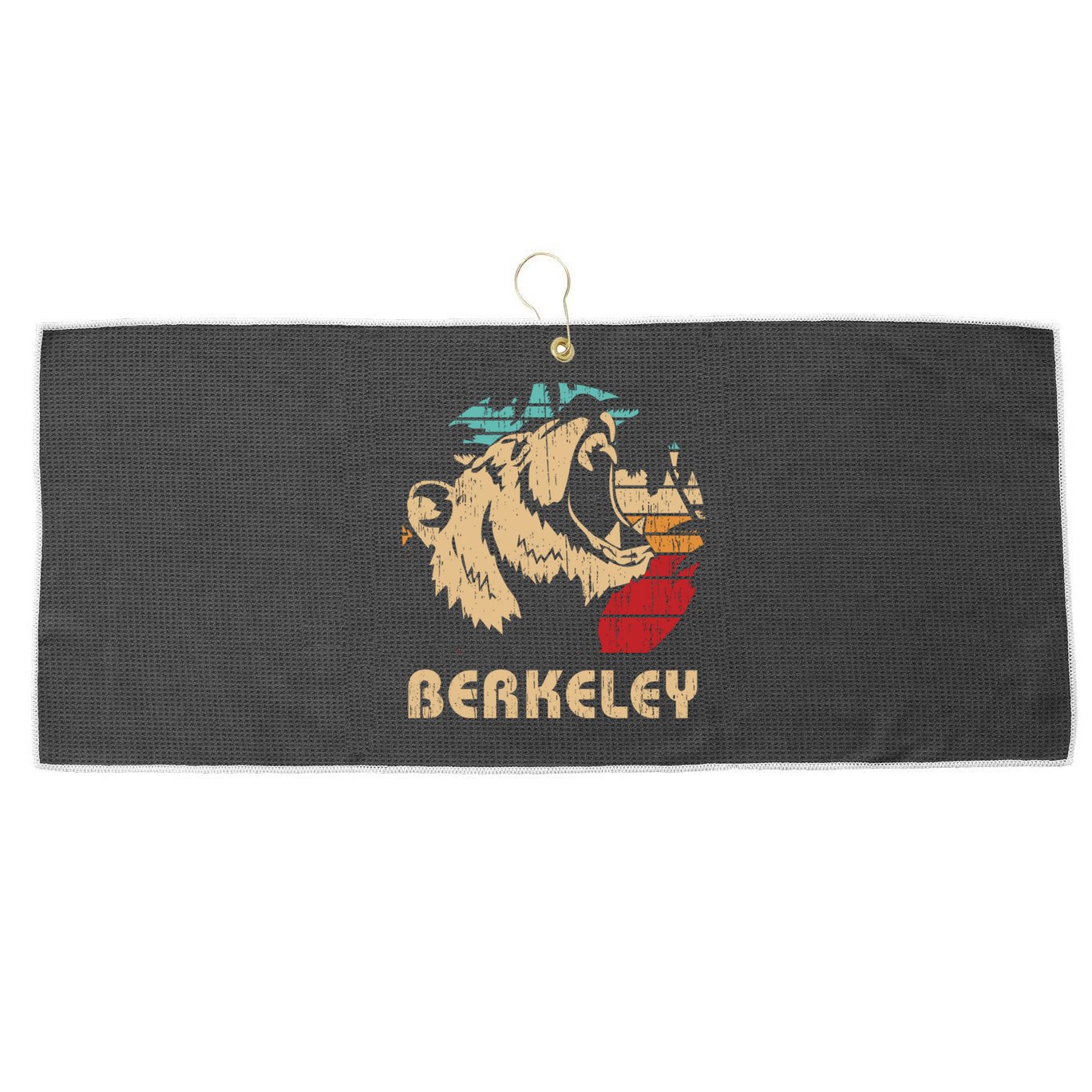 Berkeley Retro Bear Roaring Design Cute Gift Berkeley California Gift Large Microfiber Waffle Golf Towel