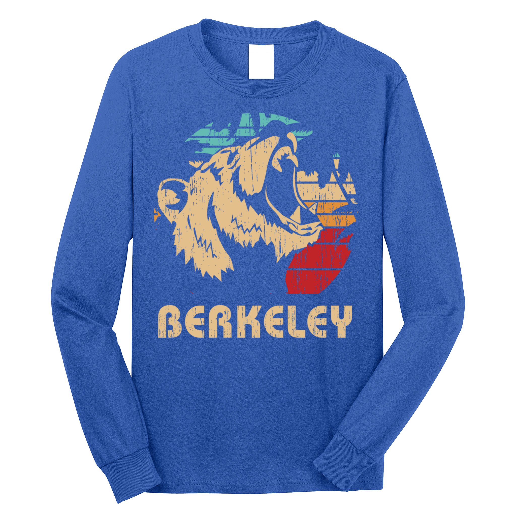 Berkeley Retro Bear Roaring Design Cute Gift Berkeley California Gift Long Sleeve Shirt